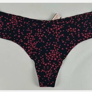 NWT Victorias Secret Black Heart No Show Thong Panties Sz M